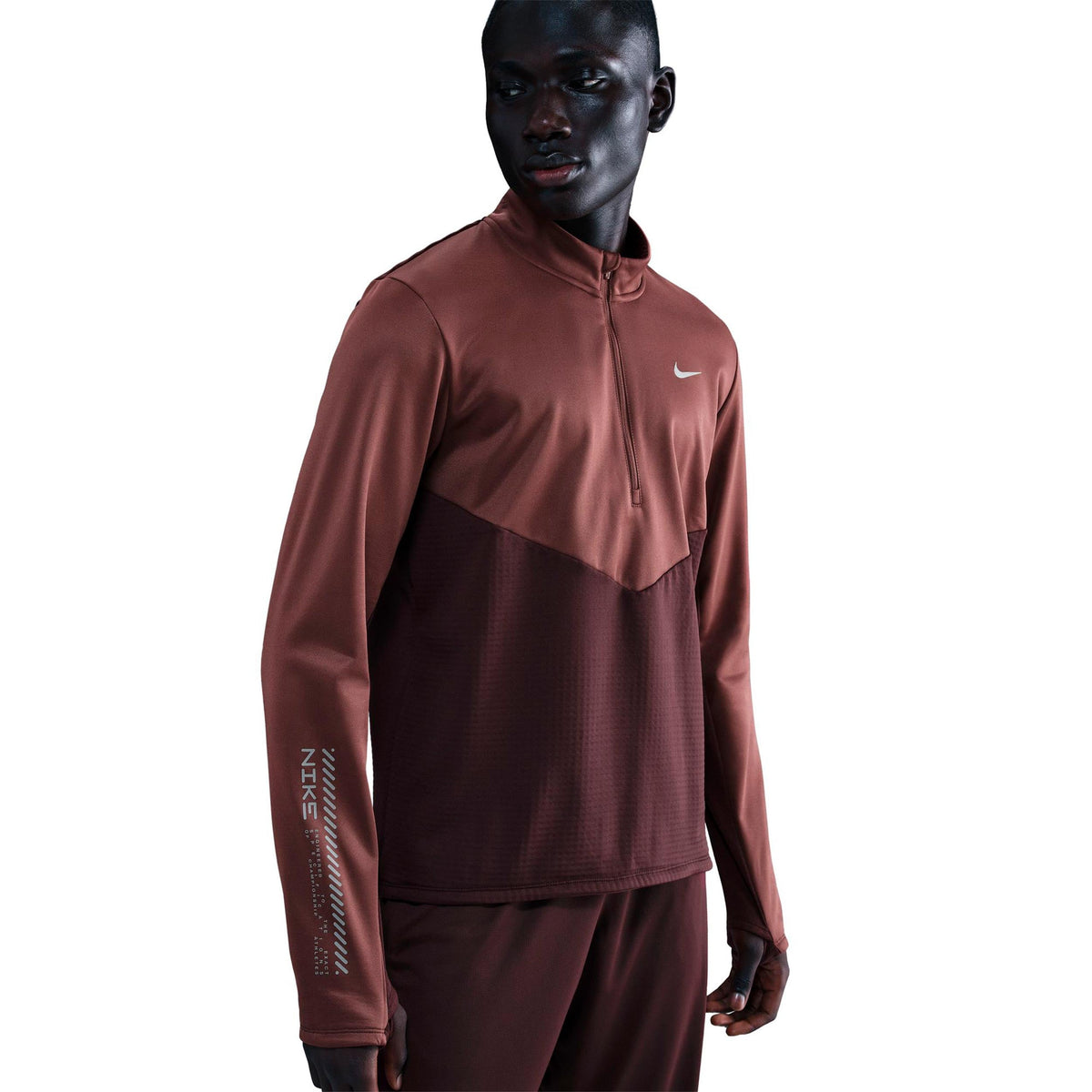 Nike Pacer Winterized Half-Zip Men's T-Shirt - Dark Red/Bronze