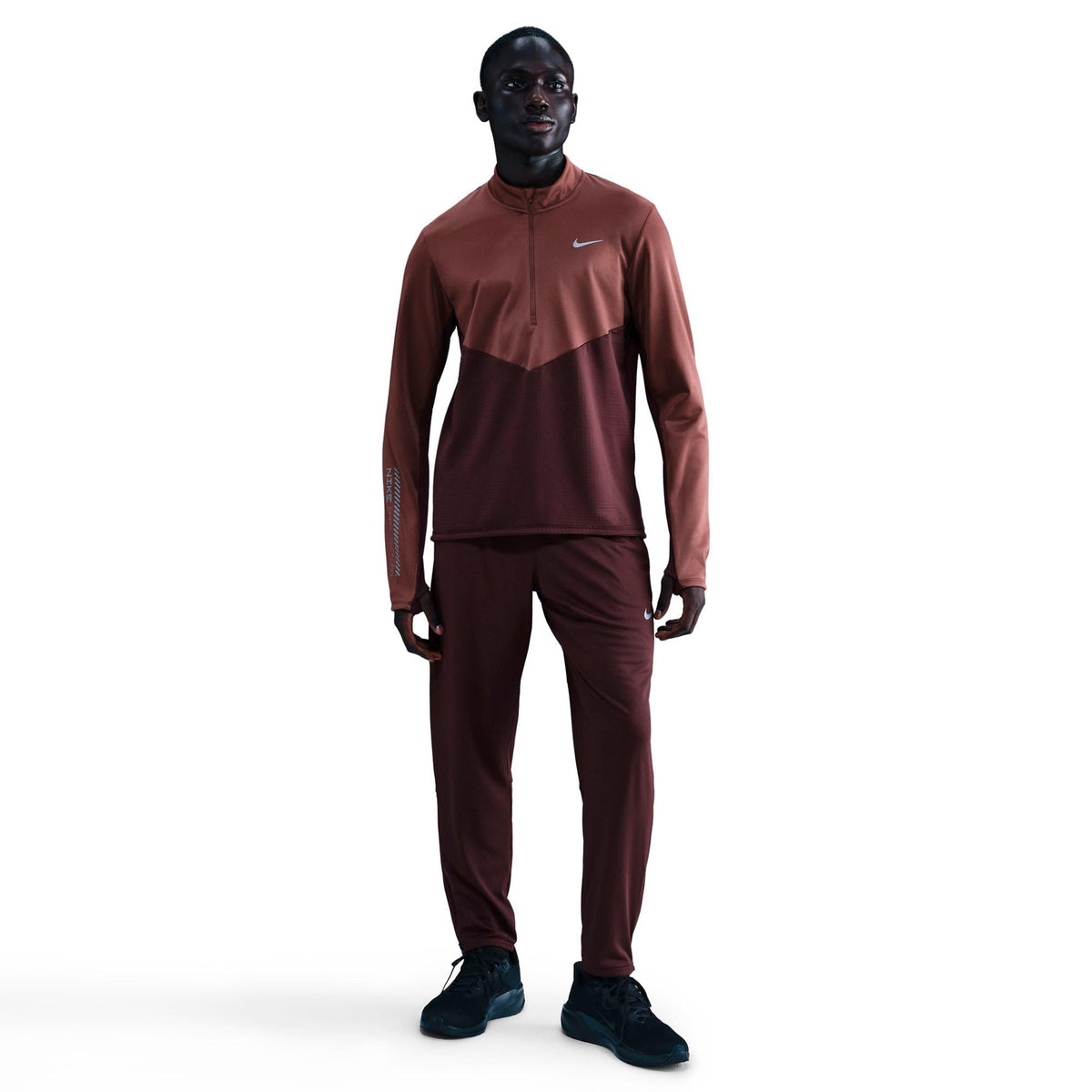 Nike Pacer Winterized Half-Zip Men's T-Shirt - Dark Red/Bronze
