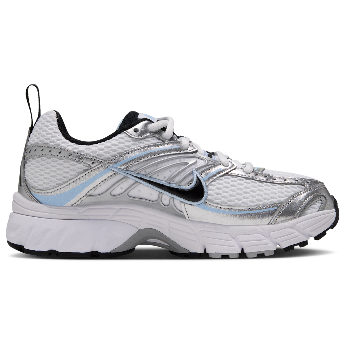 Nike Junior Air Max Moto 2K Trainers - White Black Metallic Silver Ice Blue