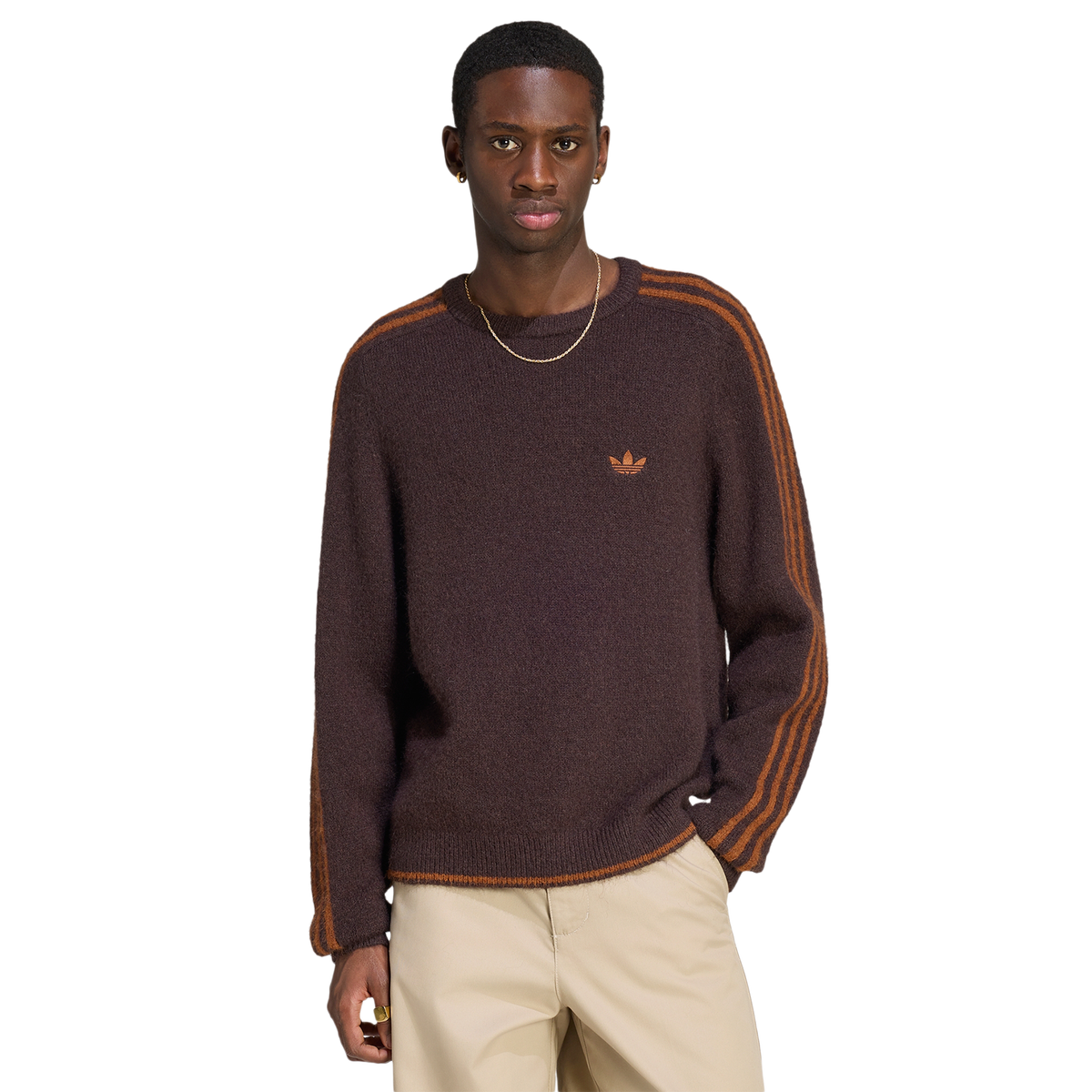 adidas 3stripe Knit Men's Sweatshirt - Brown