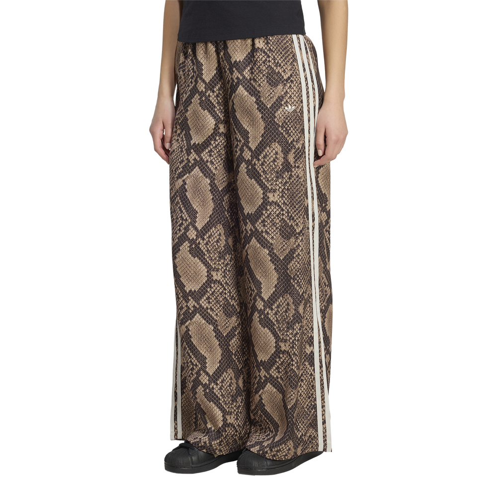 adidas Satin Snake Print Wide Leg Track Women's Joggers - Beige