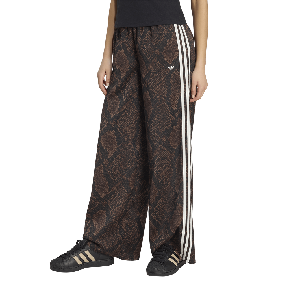 adidas Satin Snake Print Wide Leg Track Women's Joggers - Brown