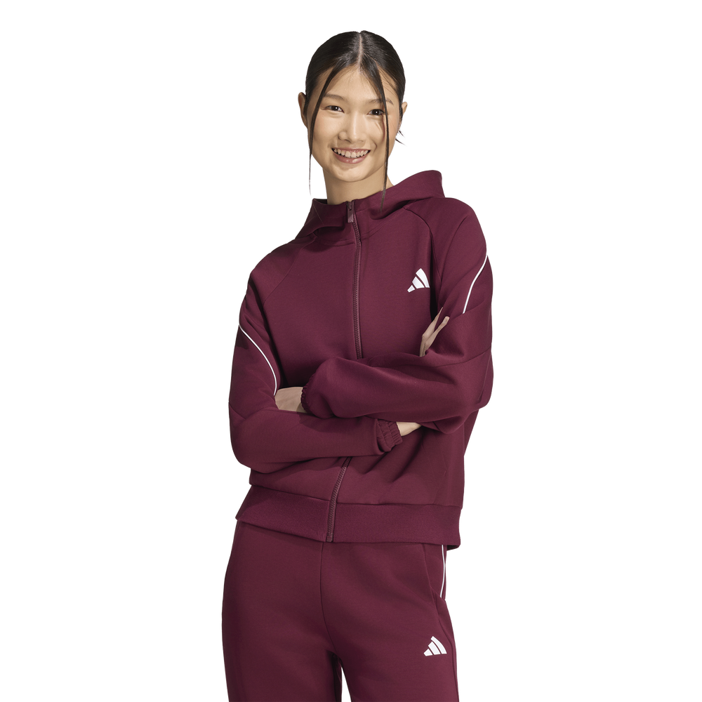 adidas Stadium Small Logo Full Zip Women's Hoodie - Red