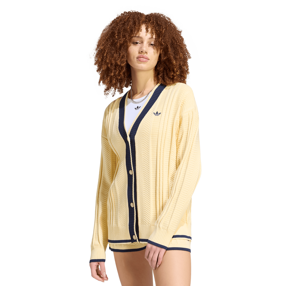 adidas Cable Knit Cardigan Women's Sweatshirt - White