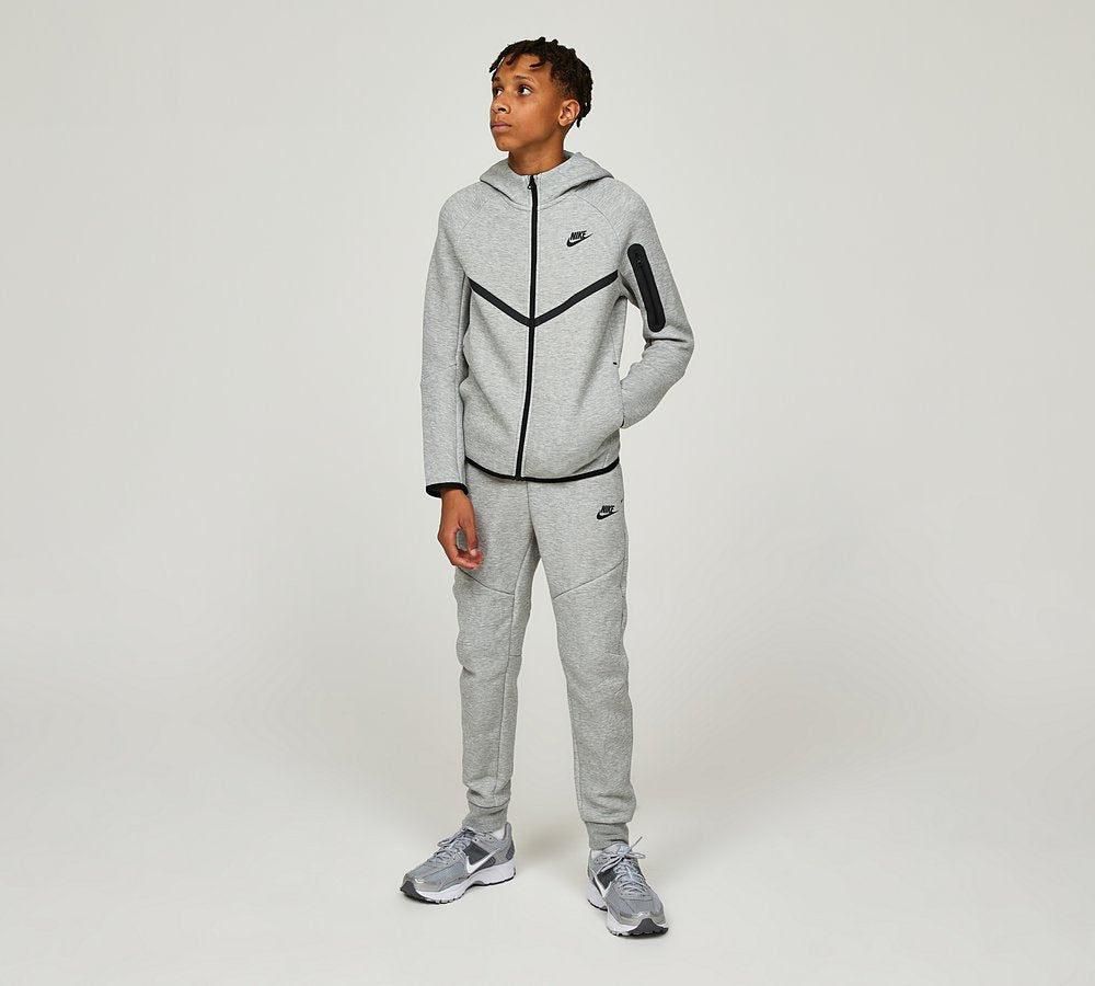 Nike Junior Tech Fleece Full Zip Hoodie - Dark Grey Heather Light Grey