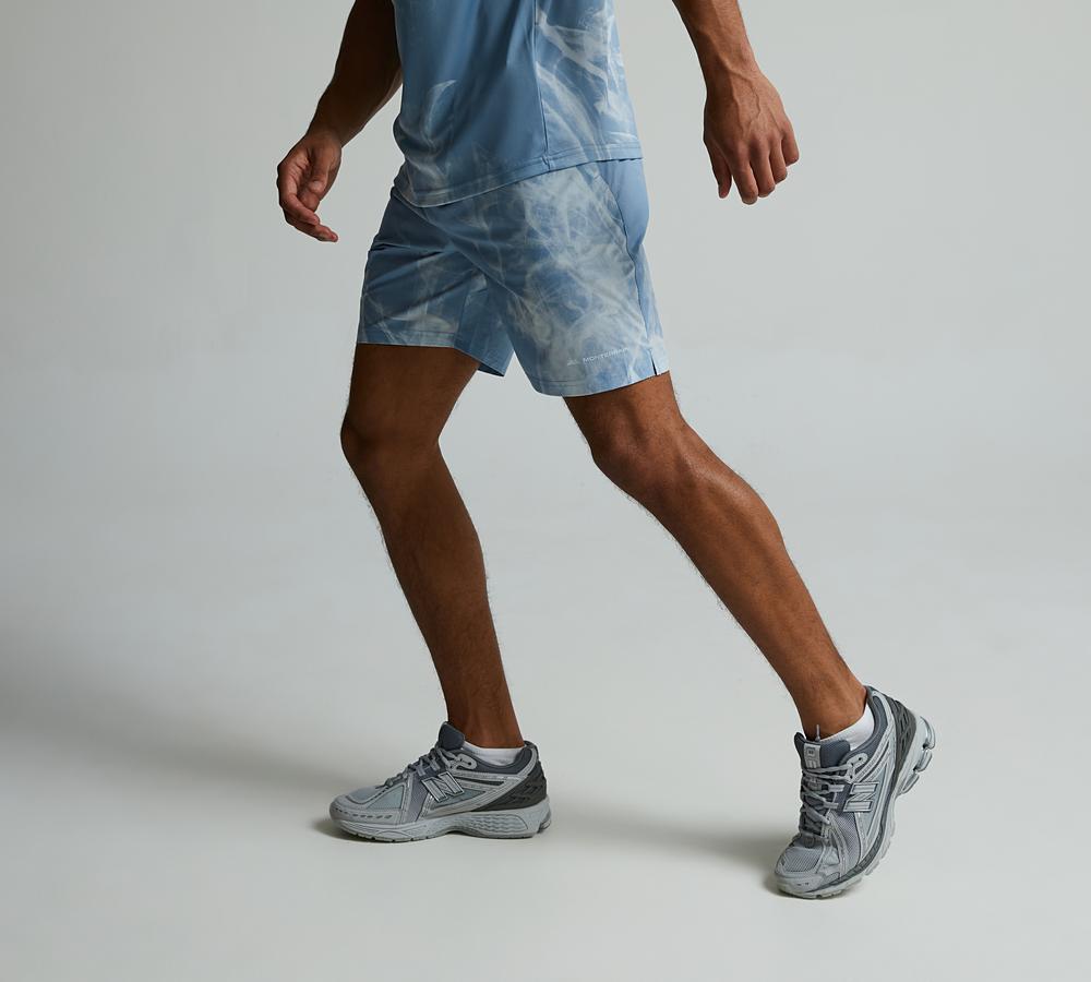 Monterrain Men's Transcend Woven Running Short - Dusty Blue/Baby Blue