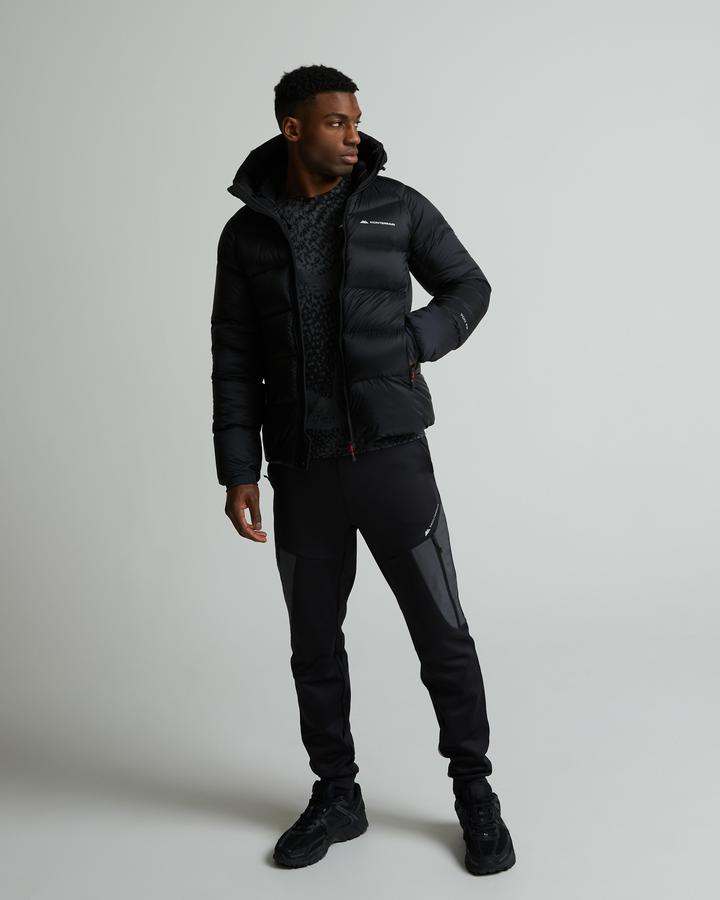 Monterrain Men's Himalayan Down Puffer Jacket - Jet Black/Chilli Pepper