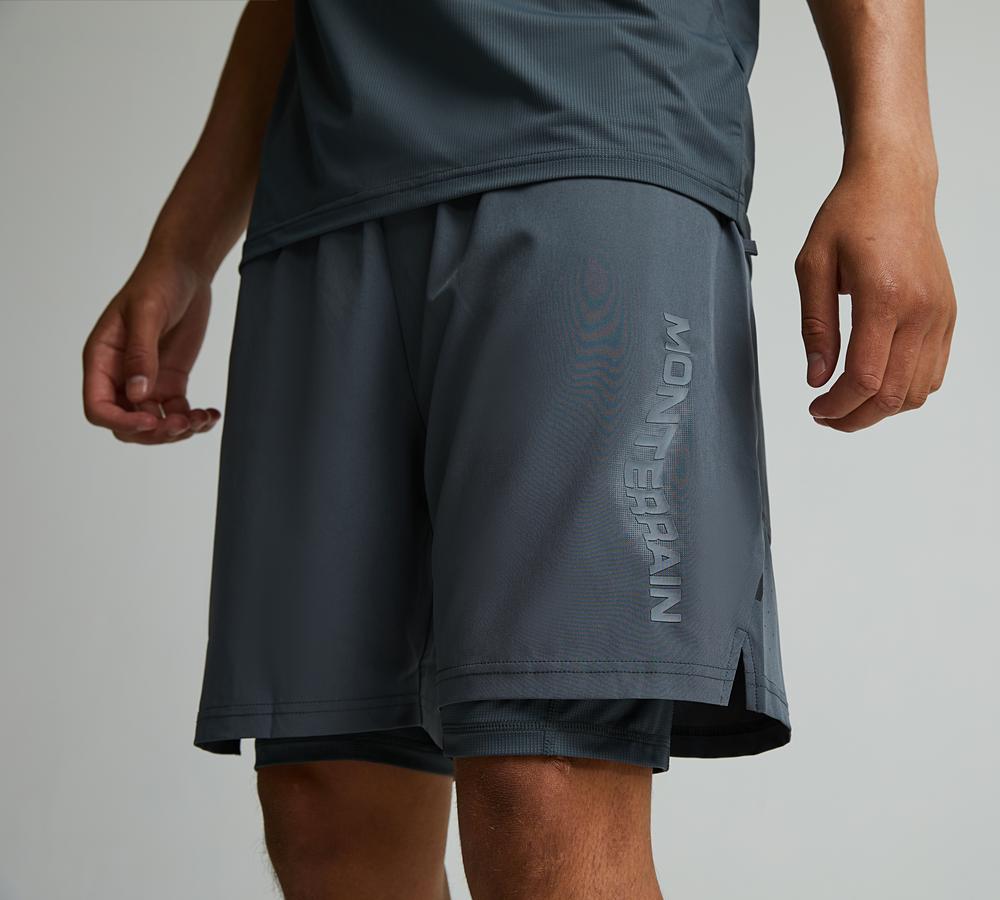 Monterrain Men's Interval 2.0 2-in-1 Running Short - Grey