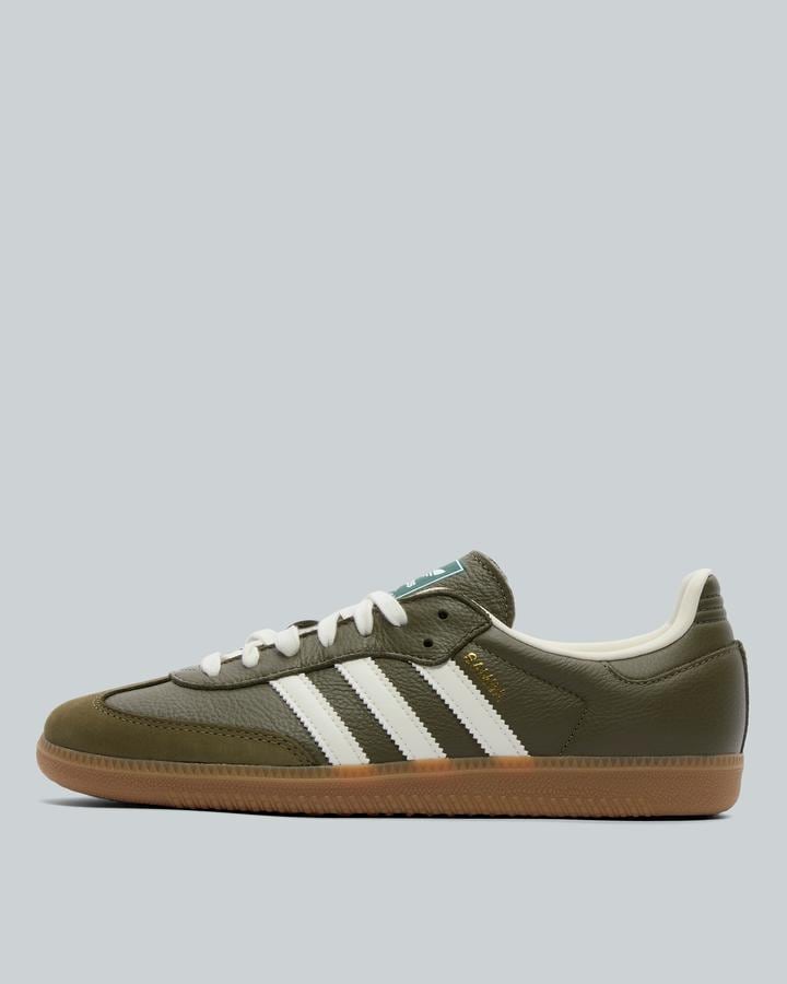 adidas Men's Samba OG Trainer - Medium Dark Khaki/Off White/Gum