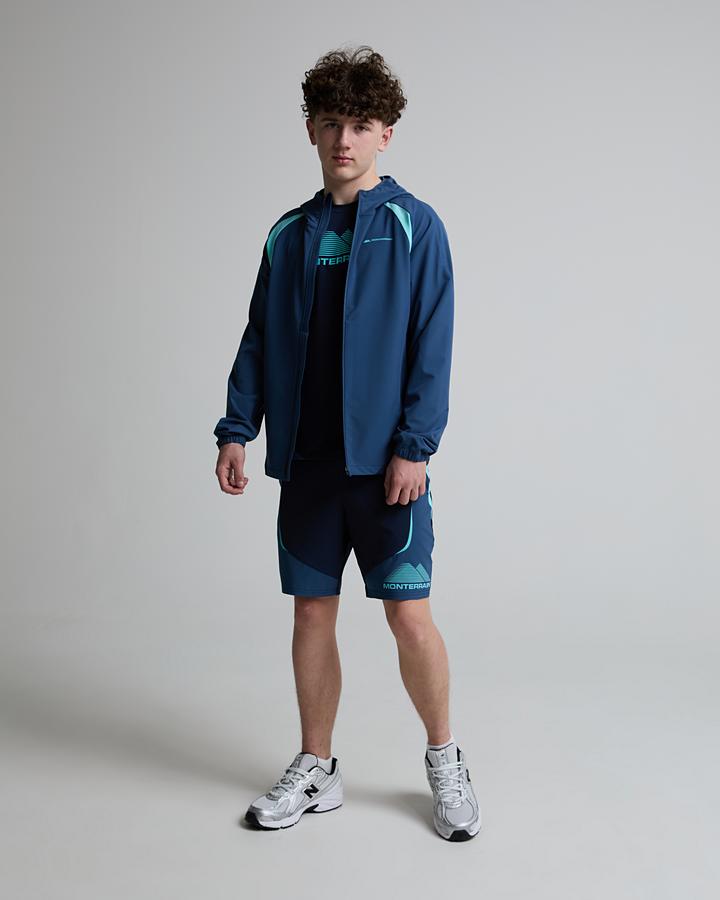 Monterrain Junior Muse Woven Full Zip Hoodie - Crulean Crest Velvet Dust Gleaming Blue