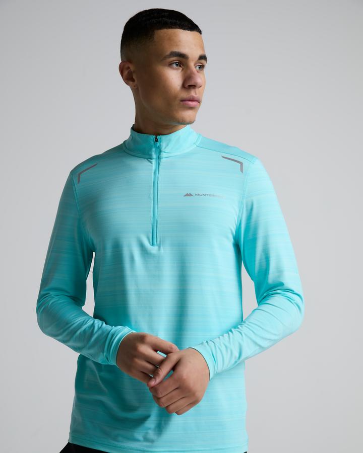 Monterrain Men's Lyder 3.0 Space Dye Quarter Zip T-Shirt - Blue