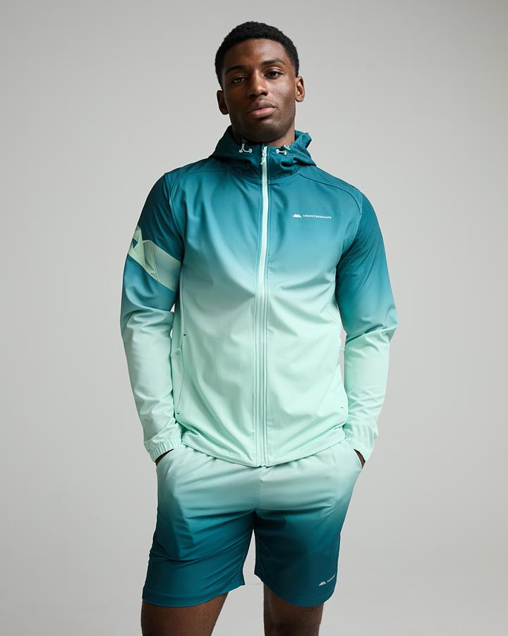 Monterrain Men's Distance Ombre Woven Hoodie - Seafarer Teal/Stream Green