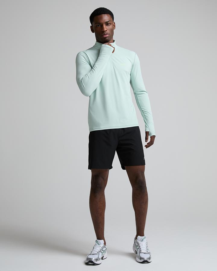 Trailberg Men's Nucleus Quarter Zip T-Shirt - Tide Mist/Willow Green