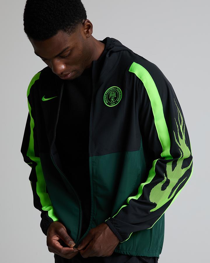 Nike Men's Nigeria Energy Dri-FIT Woven Football Jacket - Black/Pro Green