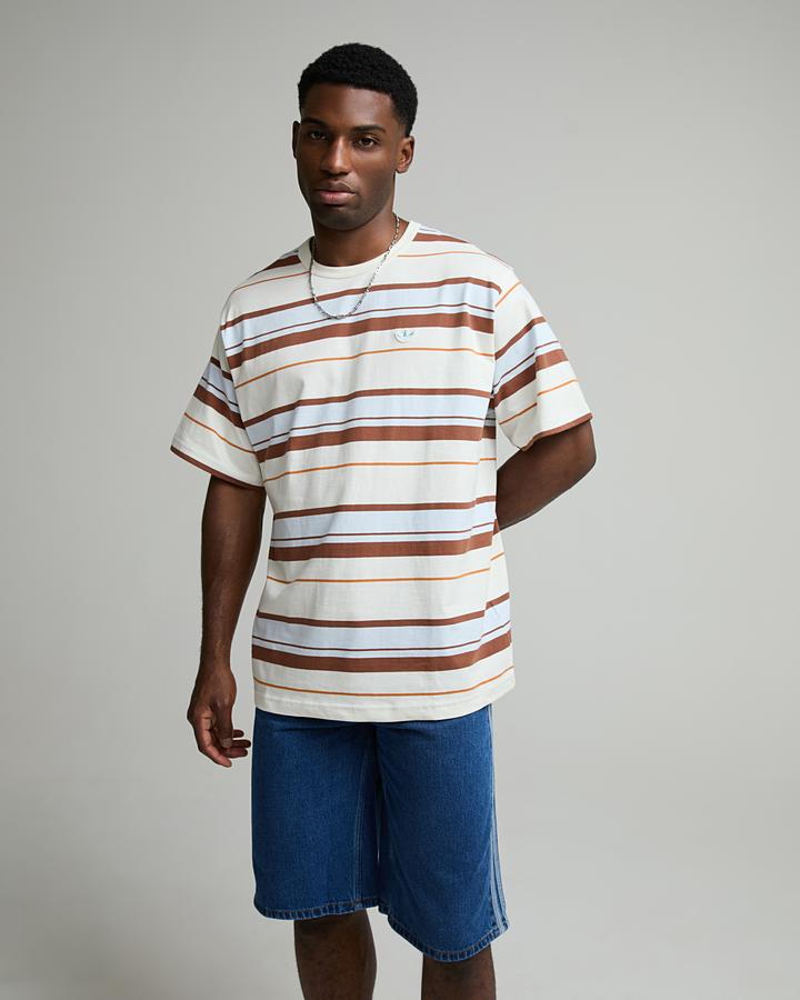 adidas Men's Stripe T-Shirt - Off White/Halo Mint