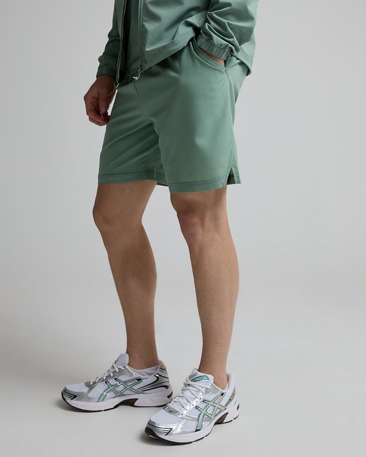 Monterrain Men's Distance Woven Running Short - Bay Leaf/Misted Pearl