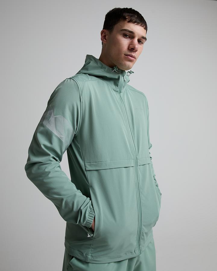 Monterrain Men's Distance Woven Hoodie - Bay Leaf/Misted Pearl