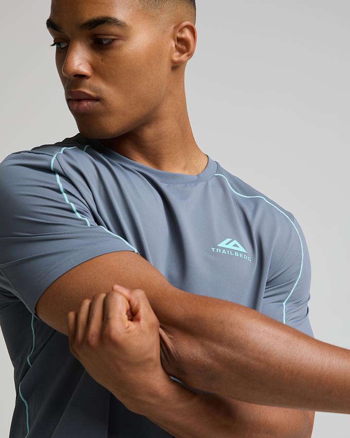 Trailberg Men's Momentum T-Shirt - Ash Grey/Celeste