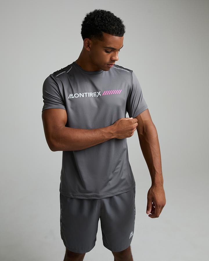 Montirex Men's Proton T-Shirt - Cement Grey/Light Smoke Grey/Mauve Pink