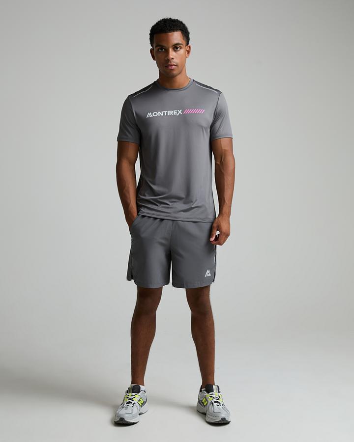 Montirex Men's Proton T-Shirt - Cement Grey/Light Smoke Grey/Mauve Pink