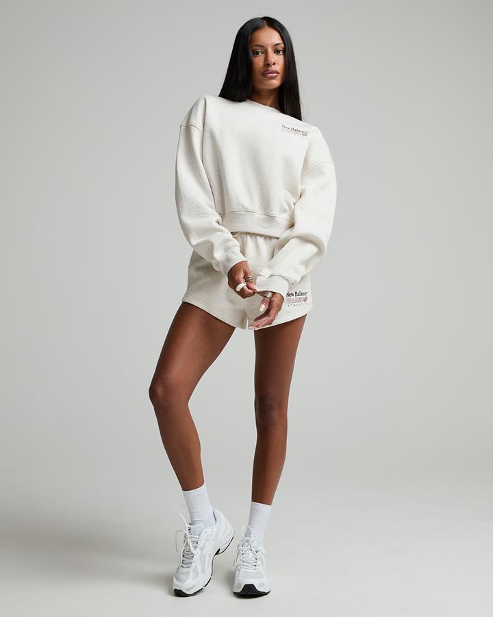 New Balance Women's Trackside Fleece Crew Sweatshirt - Linen Heather