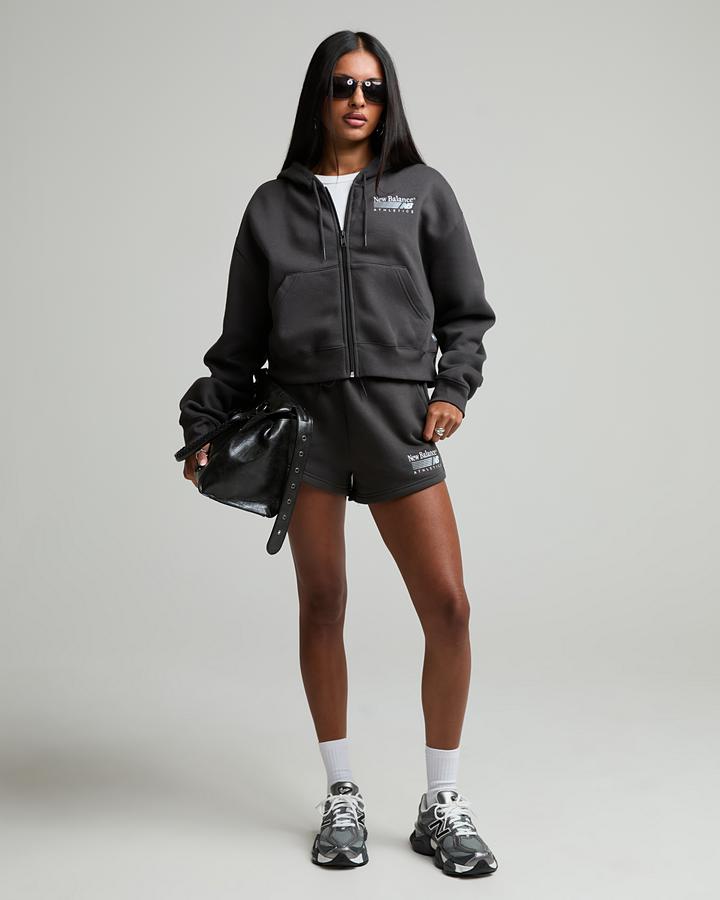 New Balance Women's Trackside Full Zip Fleece - Black Cement