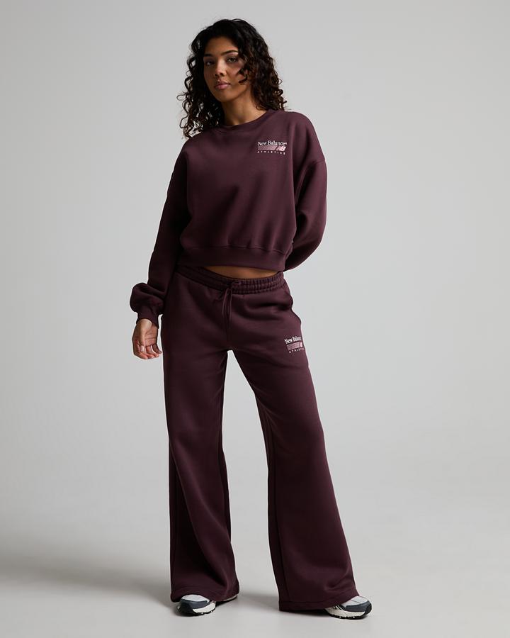 New Balance Women's Trackside Fleece Crewneck - Cherry Leather