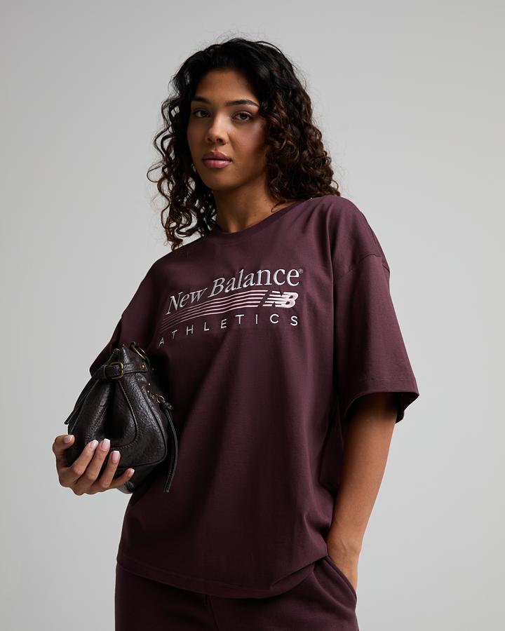 New Balance Women's Trackside Oversized T-Shirt - Cherry Leather
