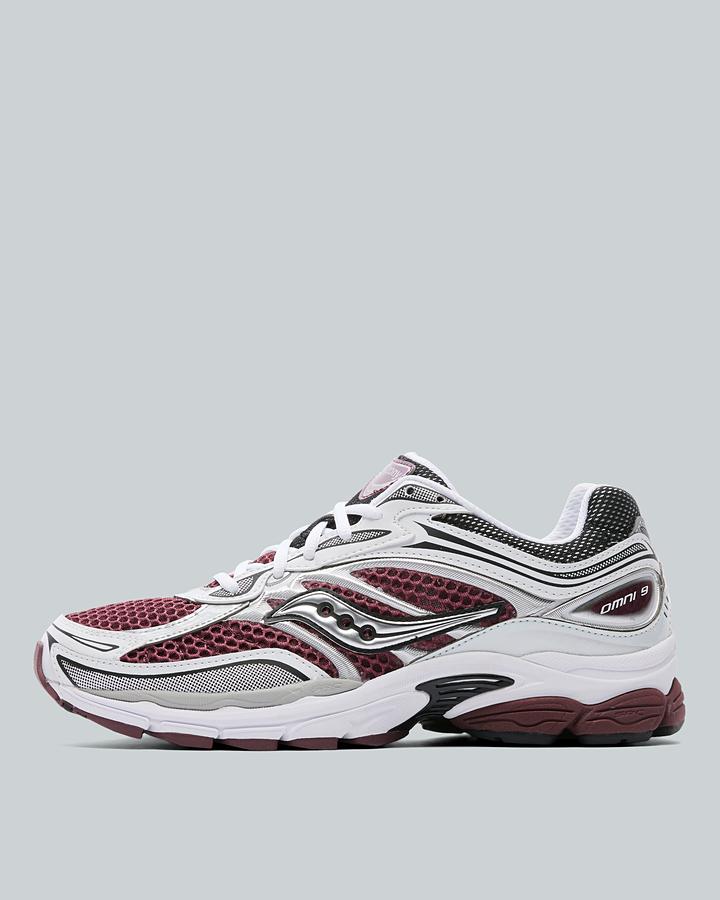 Saucony Men's ProGrid Omni 9 Trainer - White/Silver/Maroon