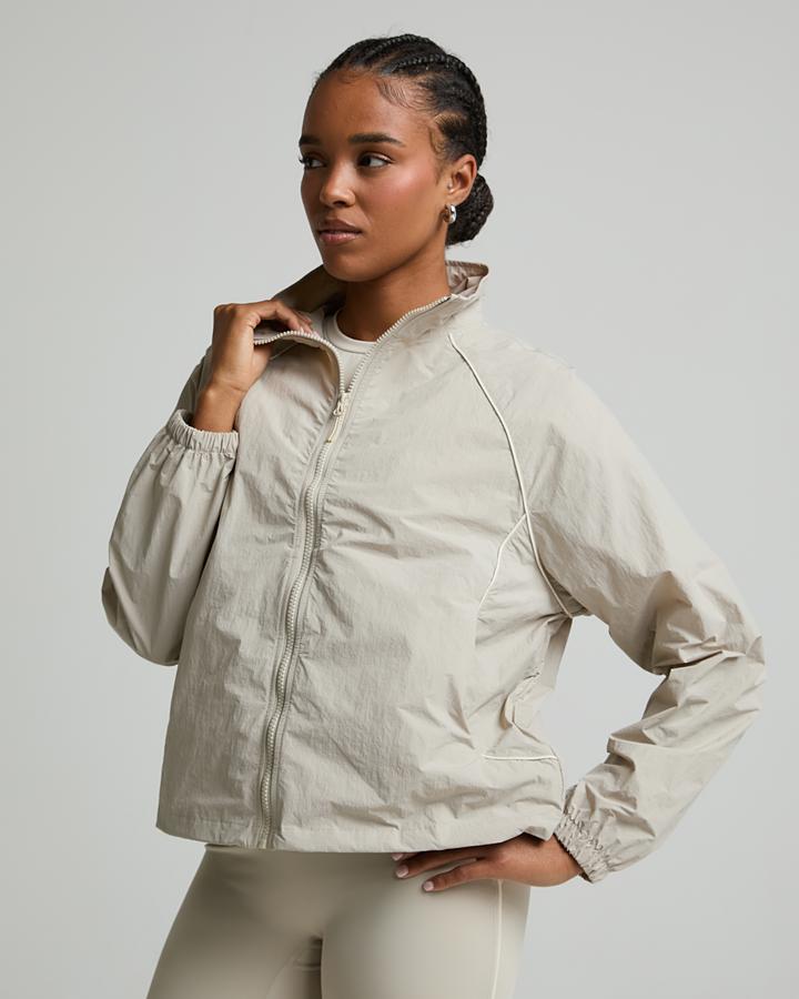 Trailberg Women's Ignite Woven Funnel Neck Track Jacket - Mercury Mist/Candlelight White