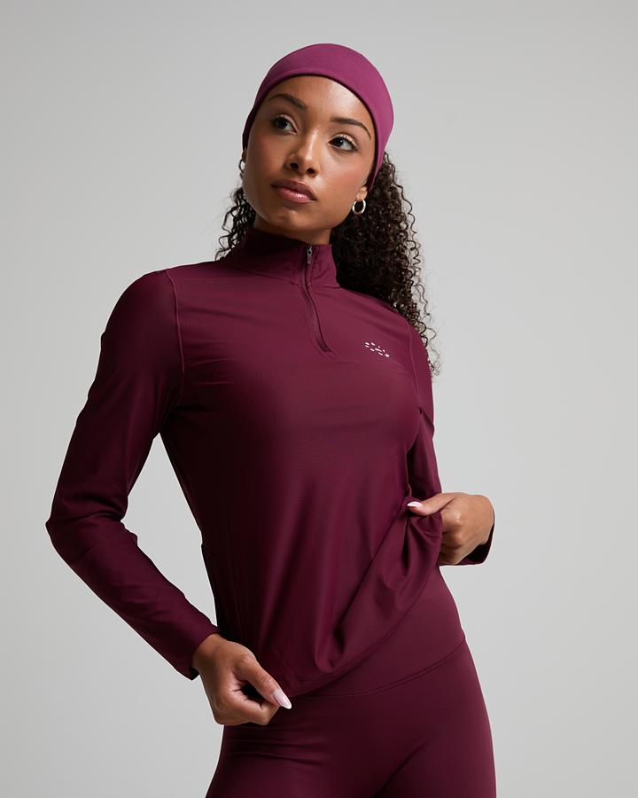 Trailberg Women's Tide Quarter Zip Top - Deep Claret