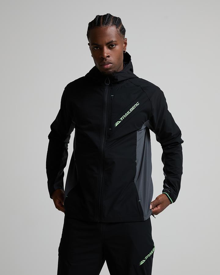 Trailberg Men's Pulsewave Hoodie - Black/Inkwell Shadow/Mint Green
