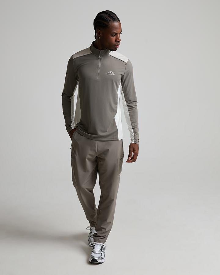 Trailberg Men's Triathlon Ultra Quarter Zip - Mocha/Pebble Stone/Frosted Ridge
