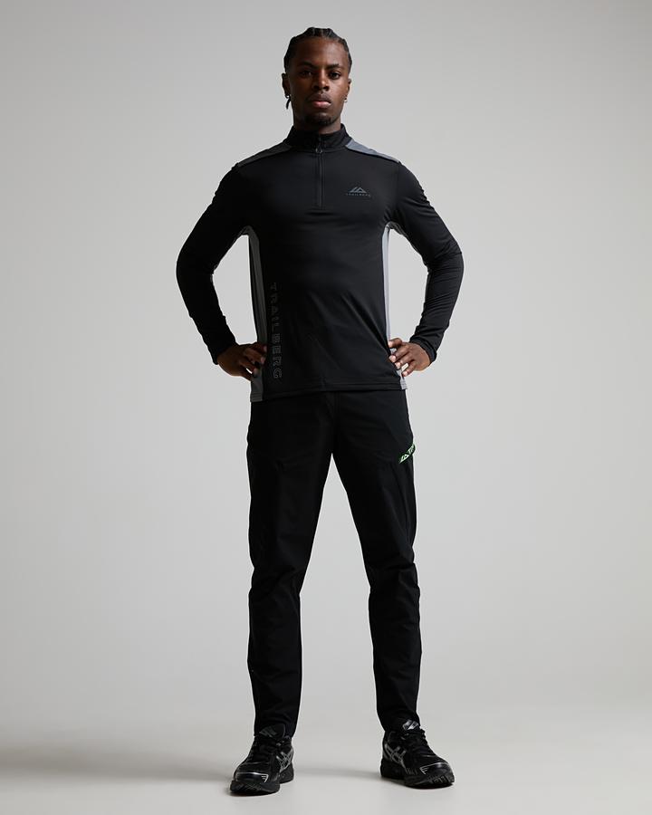 Trailberg Men's Triathlon Ultra Quarter Zip Top - Black/Graphite Grey/Nightfall Grey