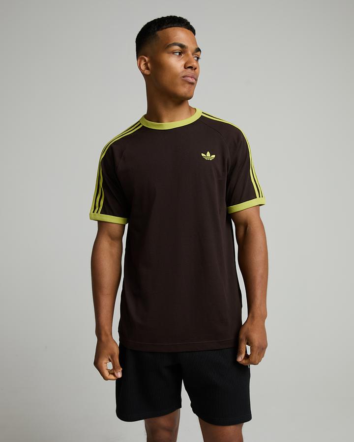 adidas Men's 3-Stripes T-Shirt - Aurora Coffee/Preloved Lime