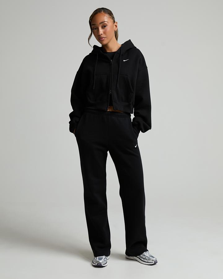 Nike Women's Studio Fleece Medium Weight Oversized Crop Hoodie - Black