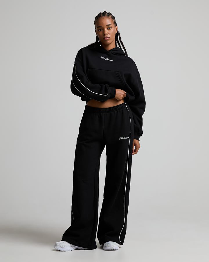 Nike Women's Studio Fleece Medium Weight Cropped Hoodie - Black/Sail
