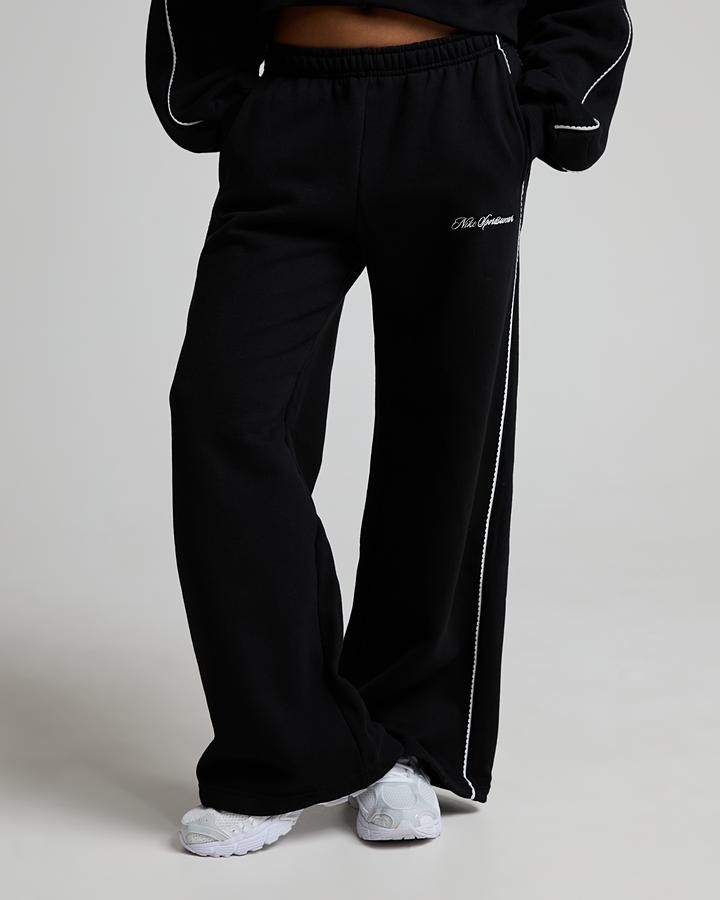 Nike Women's Studio Fleece Wide Leg Pant - Black/Sail