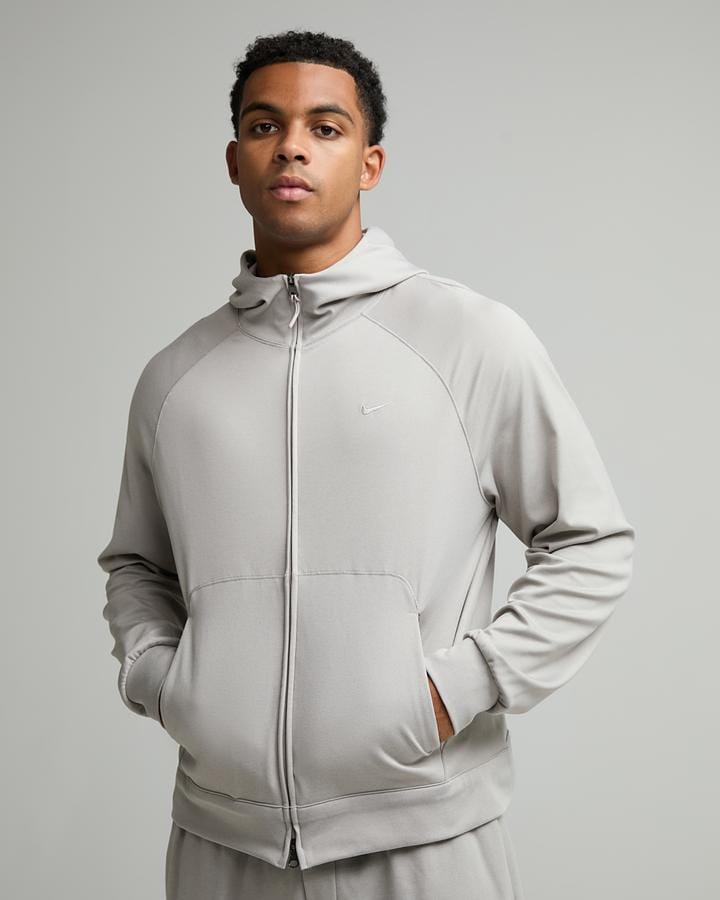 Nike Men's Primary NanoKnit Dri-FIT UV Protection Full Zip Hoodie - Moon Particle/College Grey/Heather
