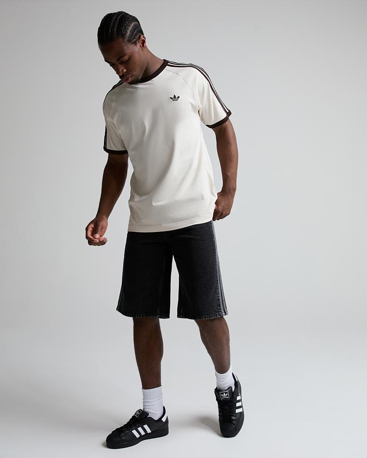 adidas Men's Adicolor Classics 3-Stripes T-Shirt - Wonder White/Aurora Coffee