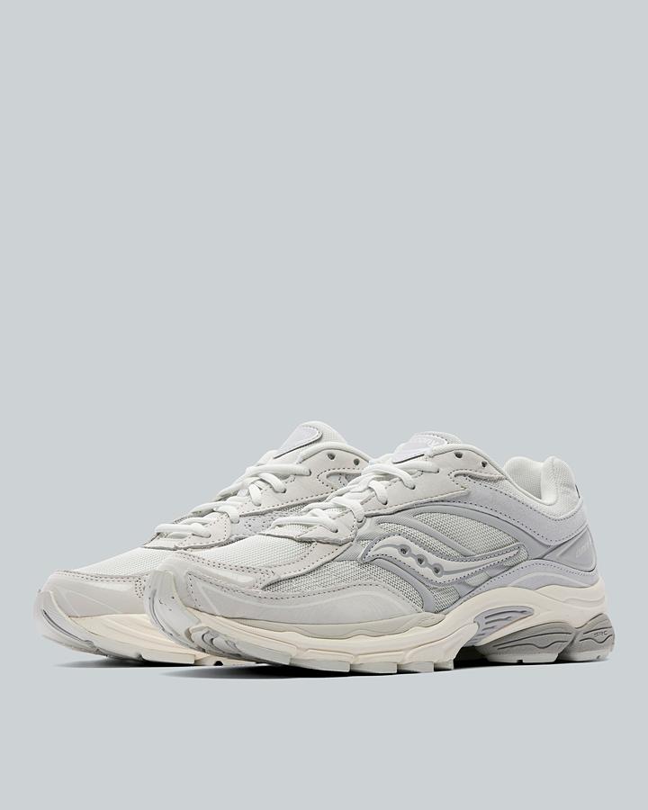 Saucony Men's ProGrid Omni 9 Suede Trainer - Grey/White/Tranquil Blue/White