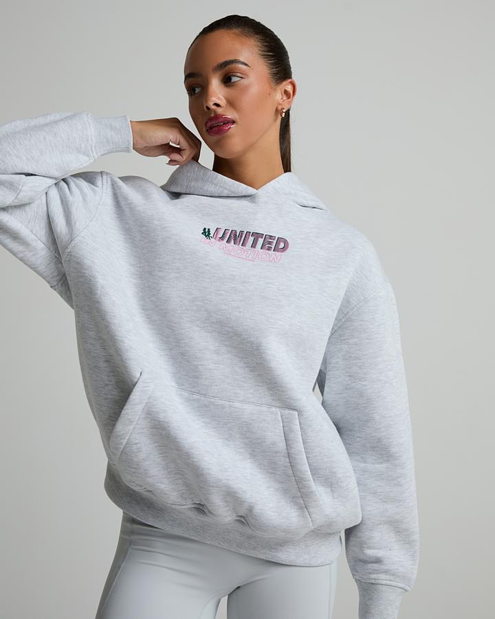 Monterrain Women's United In Motion Overhead Hoodie - Ice Marl/Emerald Veil/Sweet Pink
