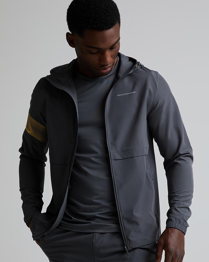 Monterrain Men's Distance Woven Running Hoodie - Forged Steel/Pastel Ochre