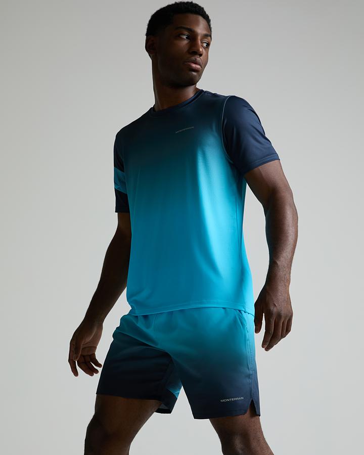 Monterrain Men's Distance Ombre Woven Running Short - Academy Blue/Cerulean Cast