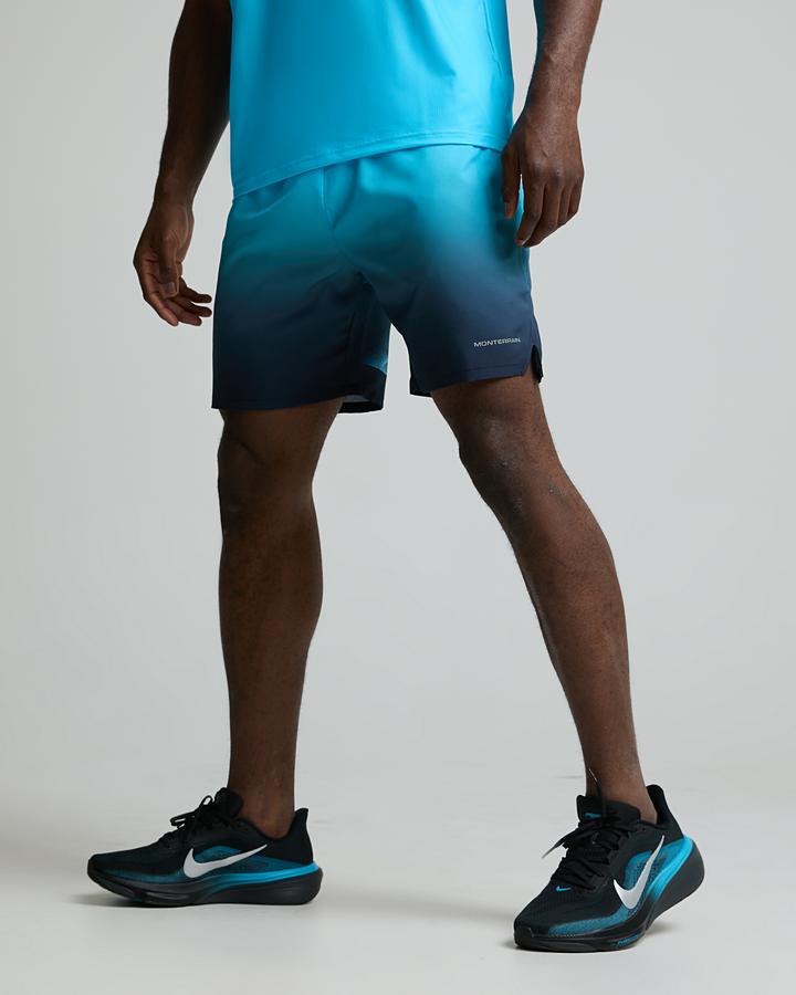Monterrain Men's Distance Ombre Woven Running Short - Academy Blue/Cerulean Cast
