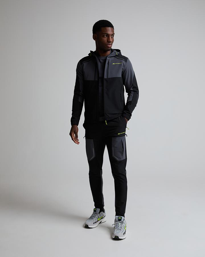 Monterrain Men's Orbit Woven Running Hoodie - Black/Urban Charcoal/Citrus Fusion