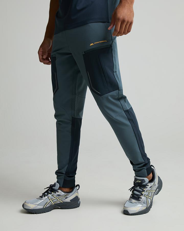 Monterrain Men's Orbit Woven Running Pant - Academy Blue/Twilight Graphite/Pastel Ochre