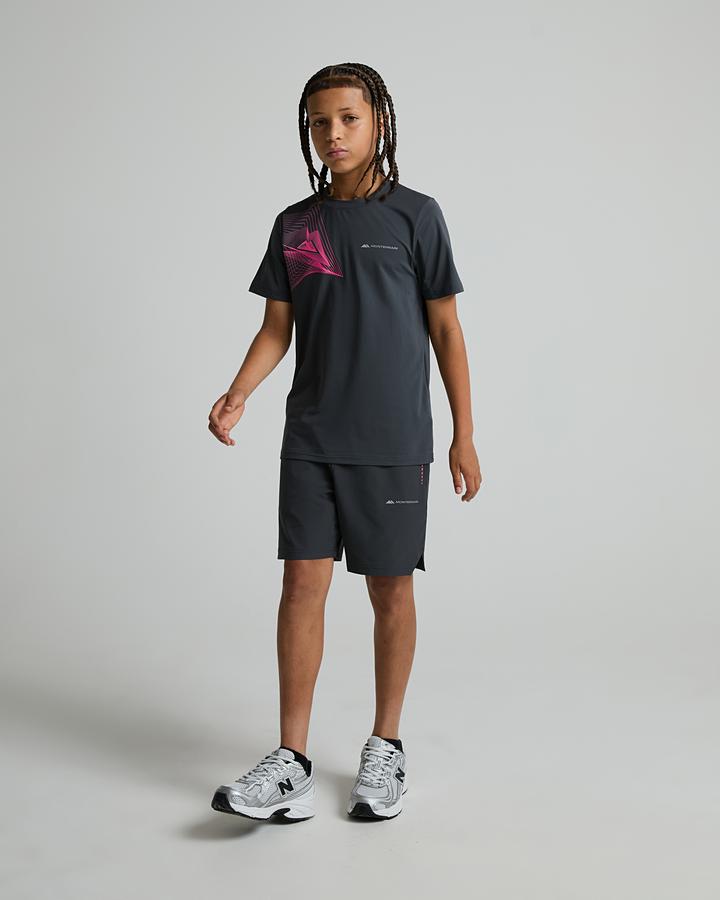 Monterrain Junior Abyss T-Shirt - Urban Charcoal Forged Steel Neon Fuschia