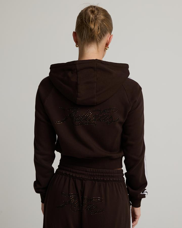 adidas Women's Graphic Fitted Diamante Full Zip Hoodie - Aurora Coffee