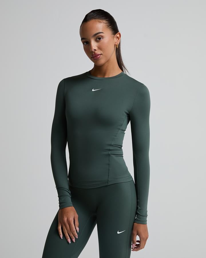 Nike Women's One Slim Long Sleeve T-Shirt - Camo Green/White
